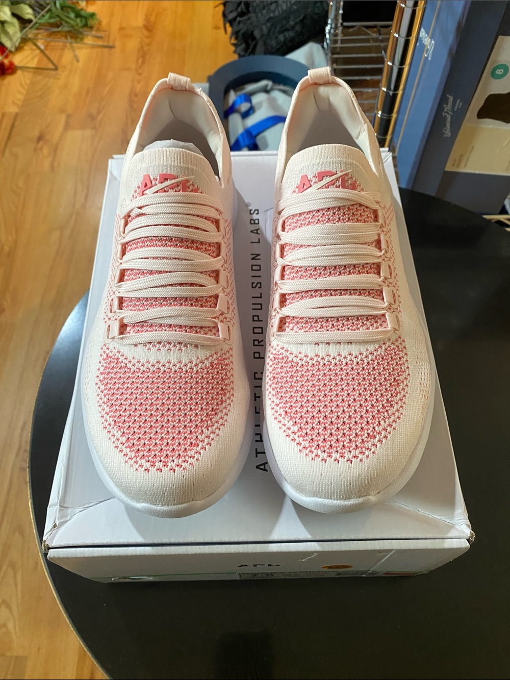 APL Women's Knit Slip-On Sneakers in Light Pink and White